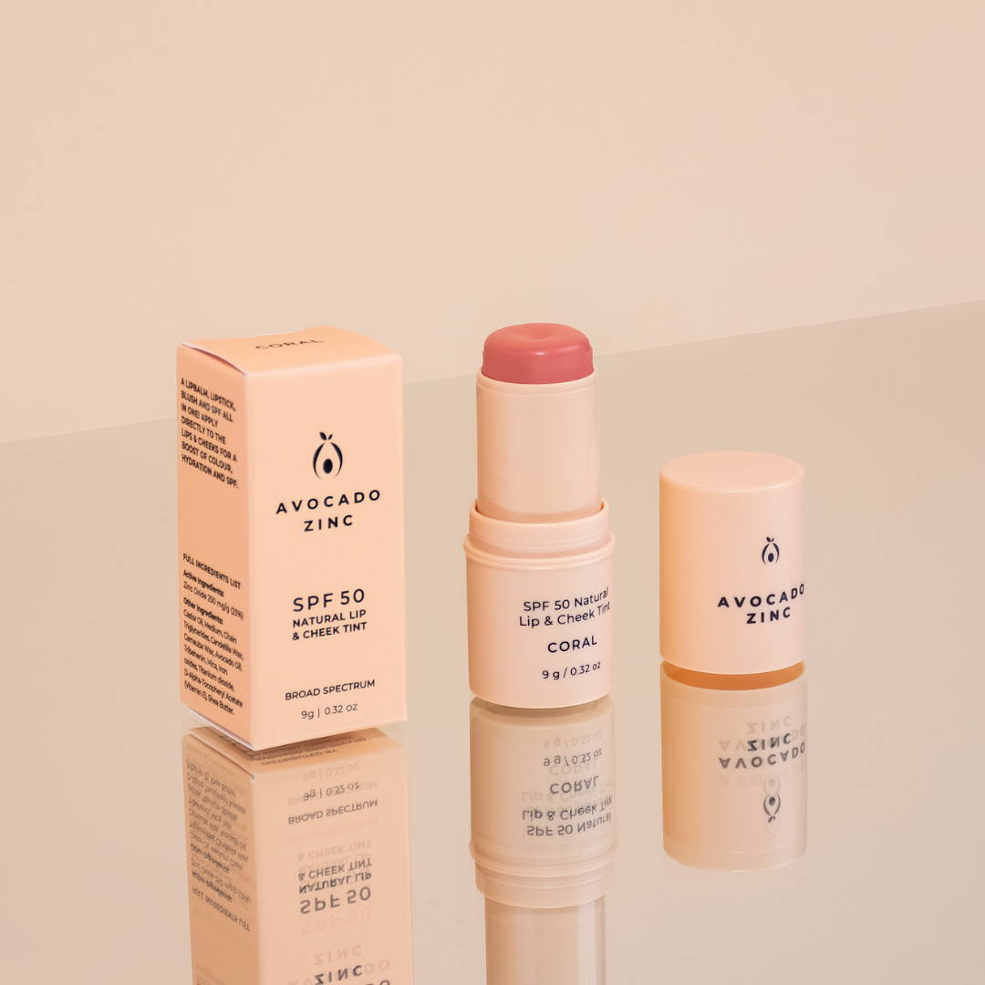 Avocado Zinc SPF 50 Natural Lip & Cheek Tint | Coral