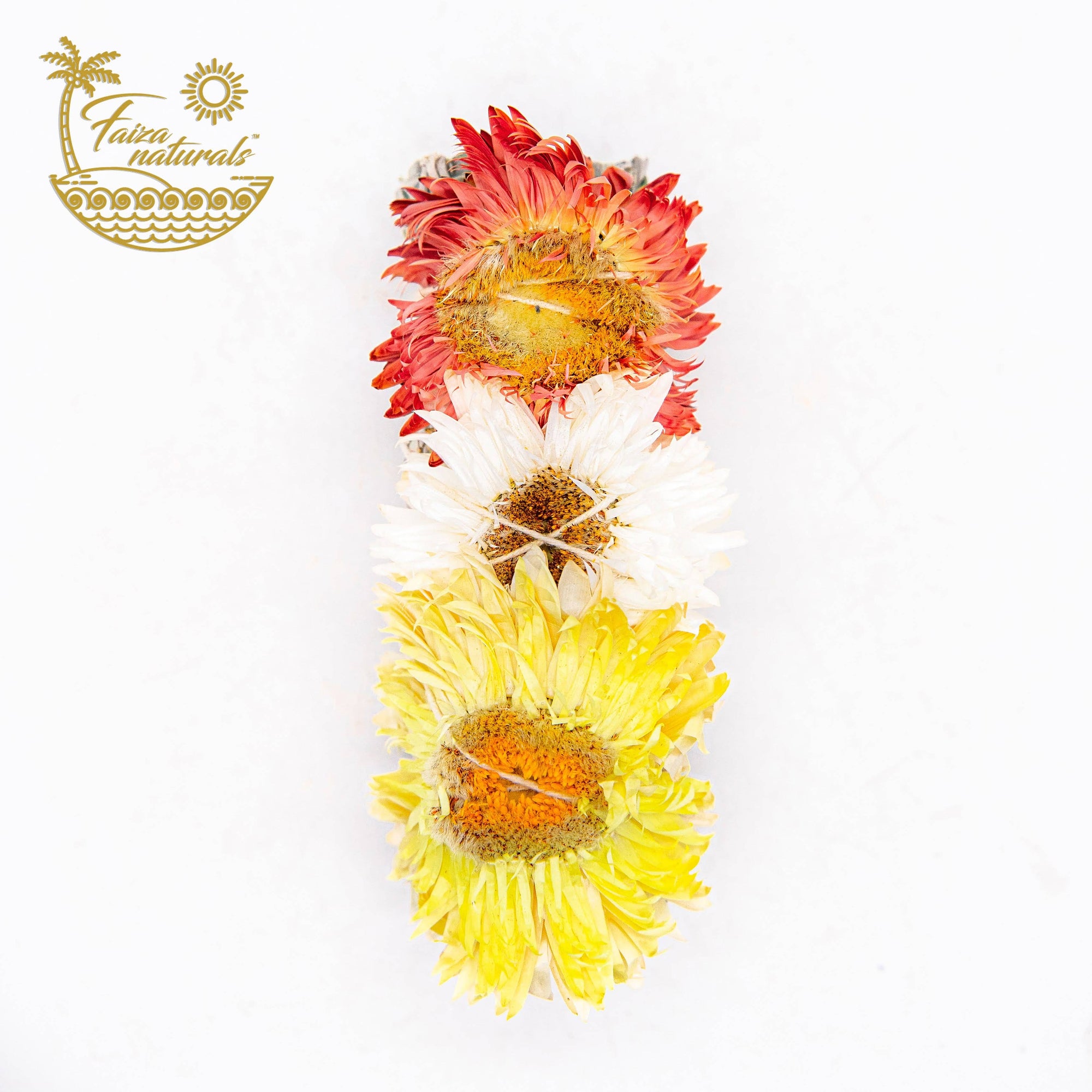 Faiza Naturals | Sunset Sunflower with White Sage Smudge (Red White Yellow)