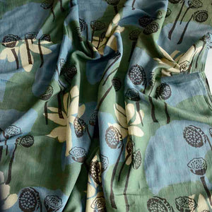 Ichcha Cotton Silk Block printed Women Scarf/Wrap | Lotus Garden