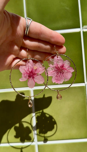 Blossom and Love Cherry Blossom Hoop Dangles