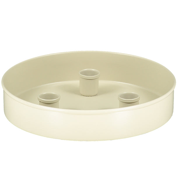BRITISH COLOUR STANDARD - Small Round Metal Candle Platter - Stone White