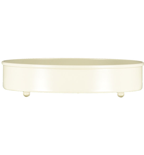 BRITISH COLOUR STANDARD - Small Round Metal Candle Platter - Stone White