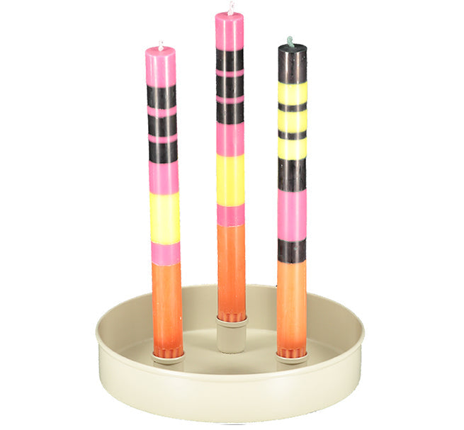 BRITISH COLOUR STANDARD - Small Round Metal Candle Platter - Stone White