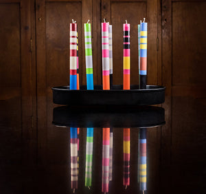 BRITISH COLOUR STANDARD - Striped Mixed Set Eco Dinner Candles, 6 Per Pack
