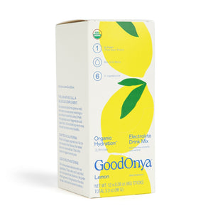 GoodOnya lemon drink mix box on a white background