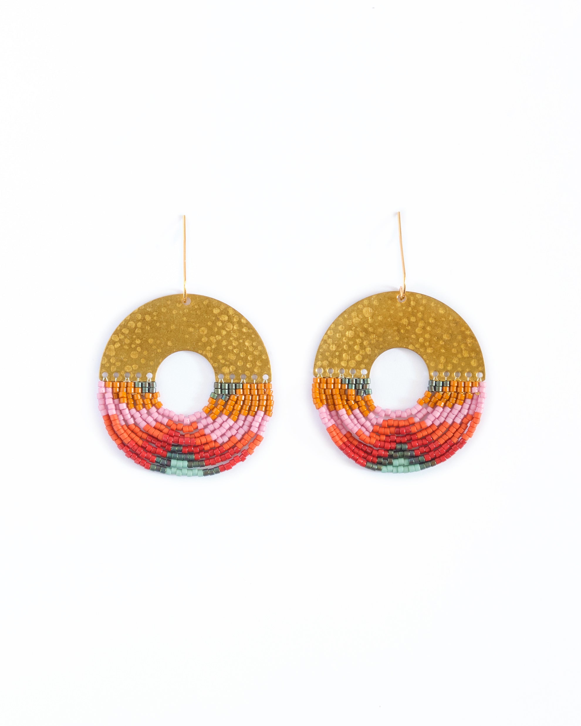Mayana Designs Co | Beaded Handwoven Organic Circular Fringe Earrings (Lilac)