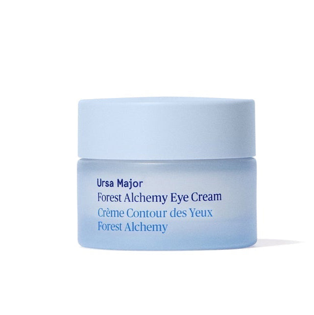 Blue eye cream jar on a white background