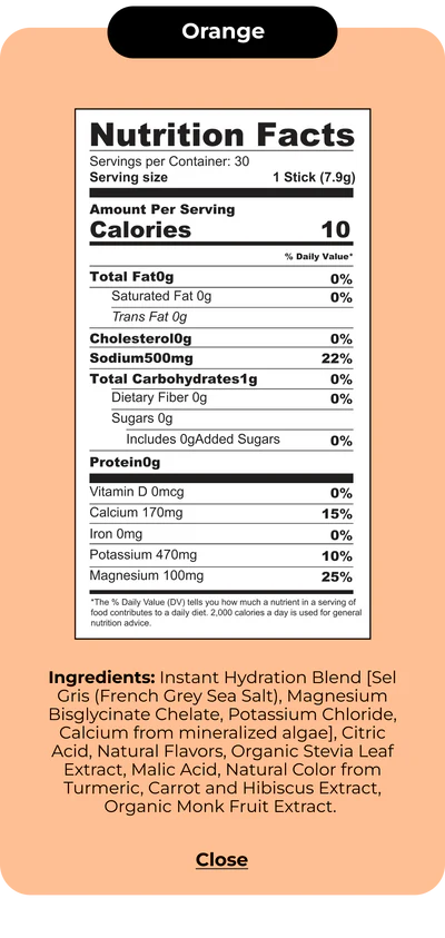 Instant Hydration Premium Electrolyte Drink Mix | Orange 30 ct