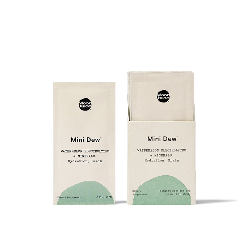 Moon Juice Mini Dew | Watermelon Electrolytes + Minerals | Hydration, Brain & Mineralization | Box of 18 Sticks