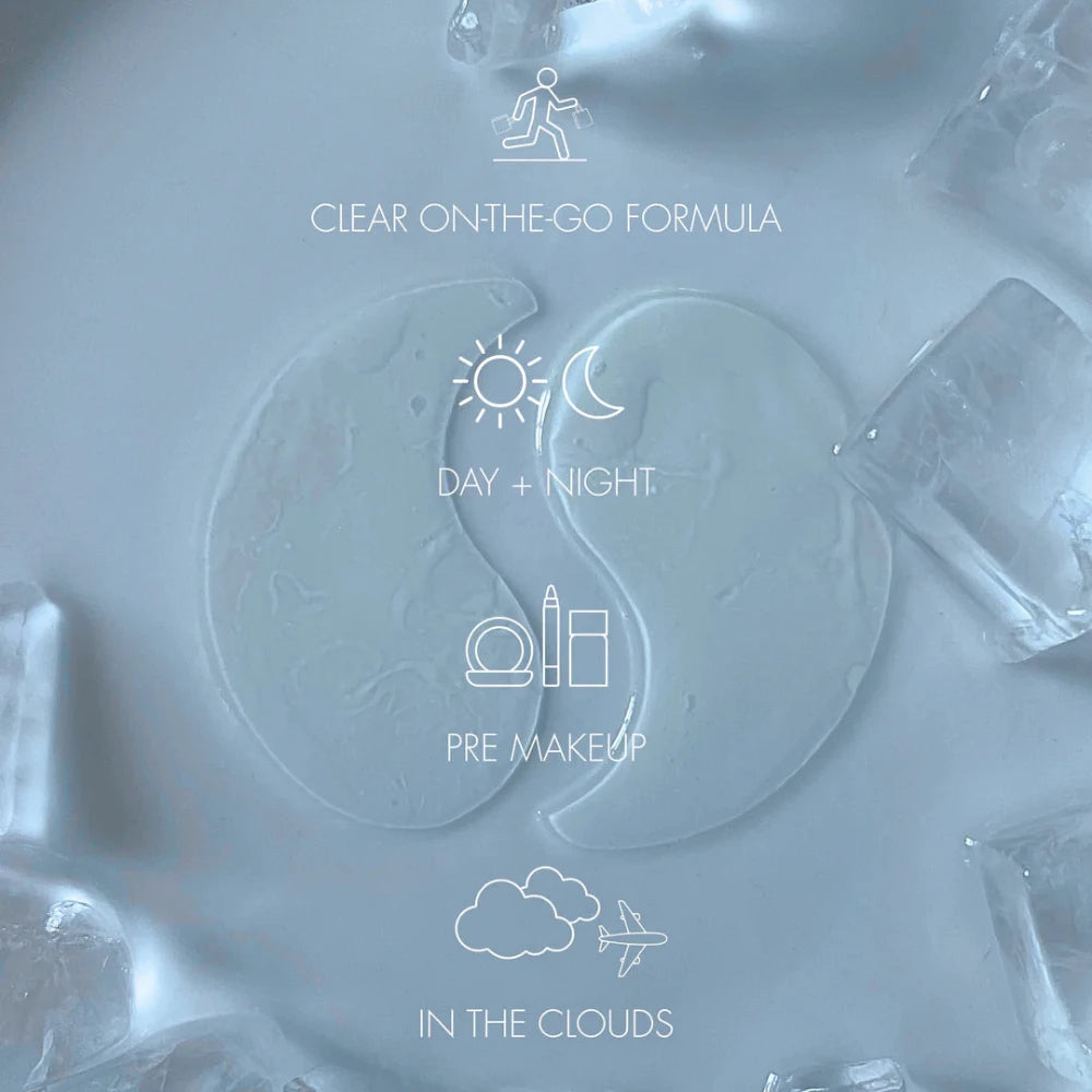 Product packaging with icons and text on a light blue background