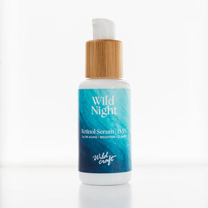 Skincare serum bottle labeled 'Retinol Serum' on a white background