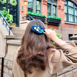 Solar Eclipse - Hand-painted Vintage Flowers Great Hair Day Brush | Eco-Friendly