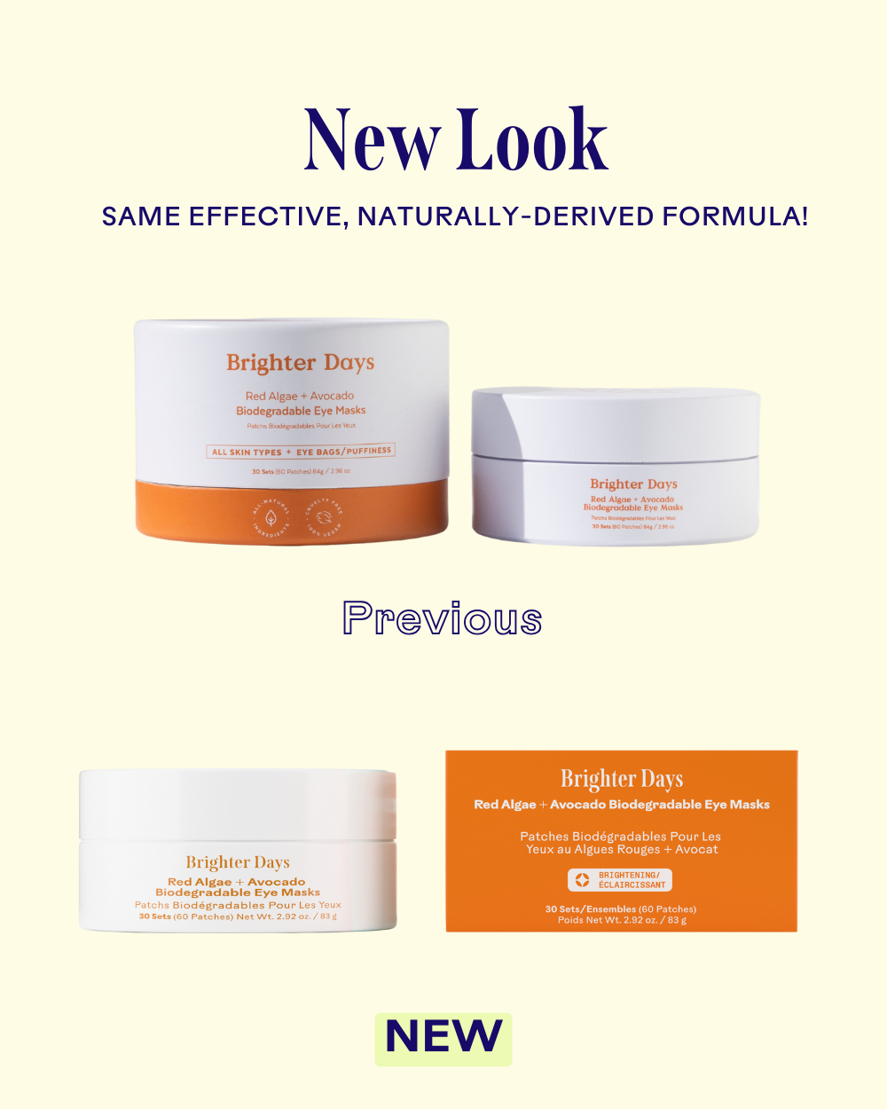 Three Ships (No Duties | Ships from US/CA | USMCA Compliant) - Brighter Days Red Algae + Avocado Biodegradable Eye Mask