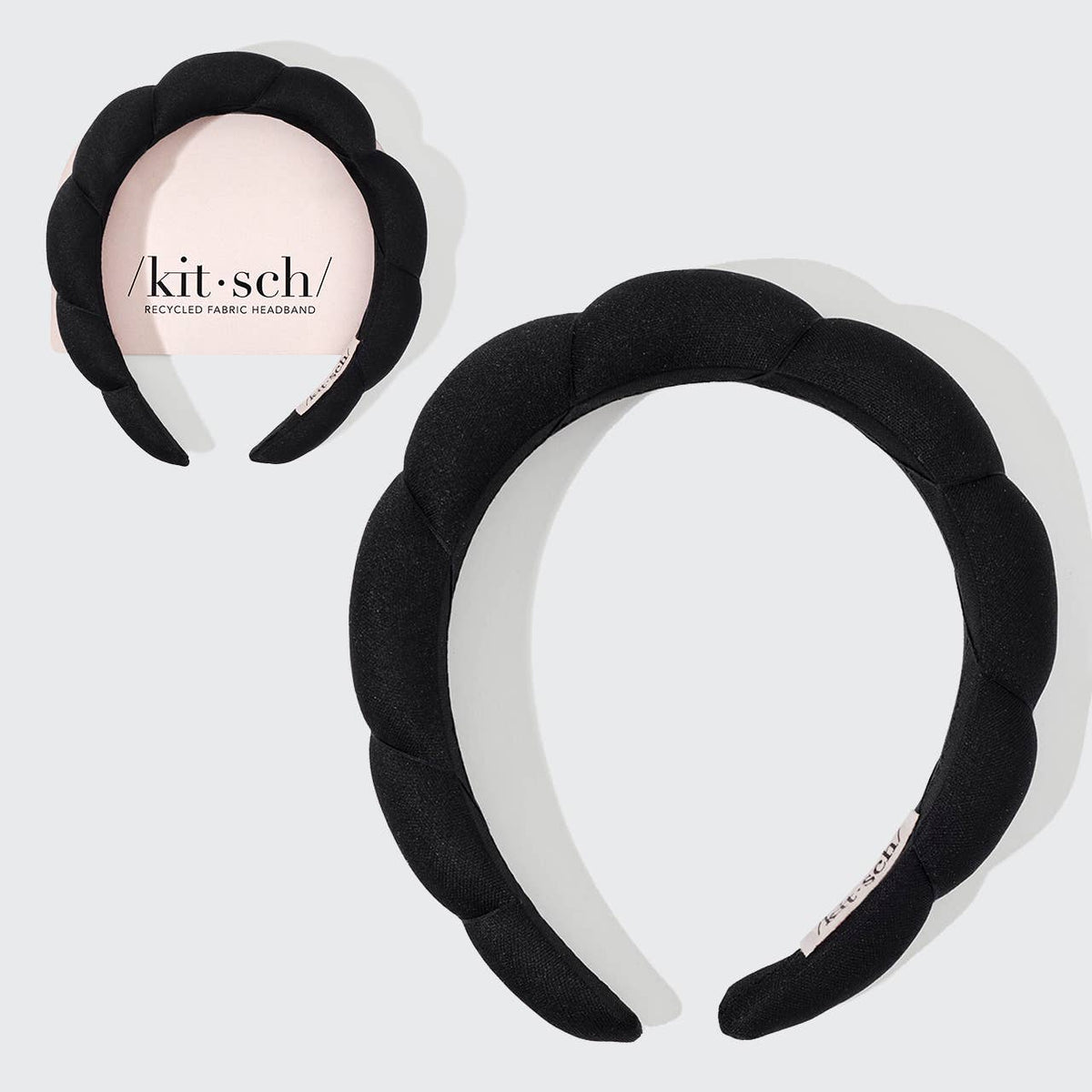 KITSCH Recycled Fabric Puffy Headband | Black