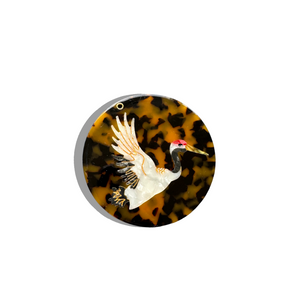 Solar Eclipse - Hand-painted Crane Compact Mirror | Eco-Friendly
