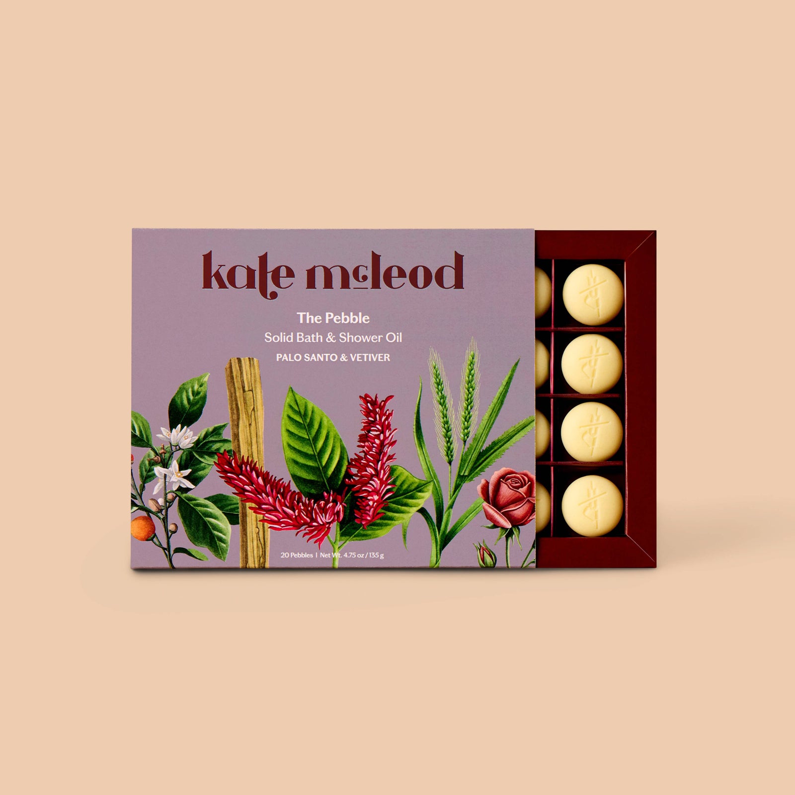 Kate McLeod Palo Santo & Vetiver Pebble | Bath & Shower Oil: Tray of 20