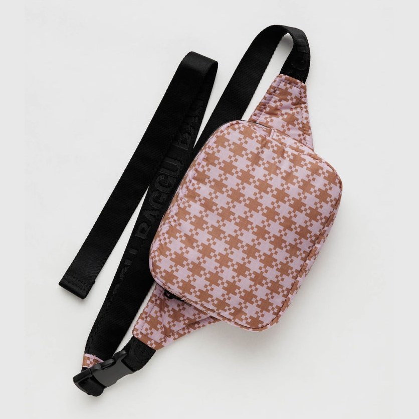 Puffy Water Bottle Sling : Mint Pixel Gingham - Baggu