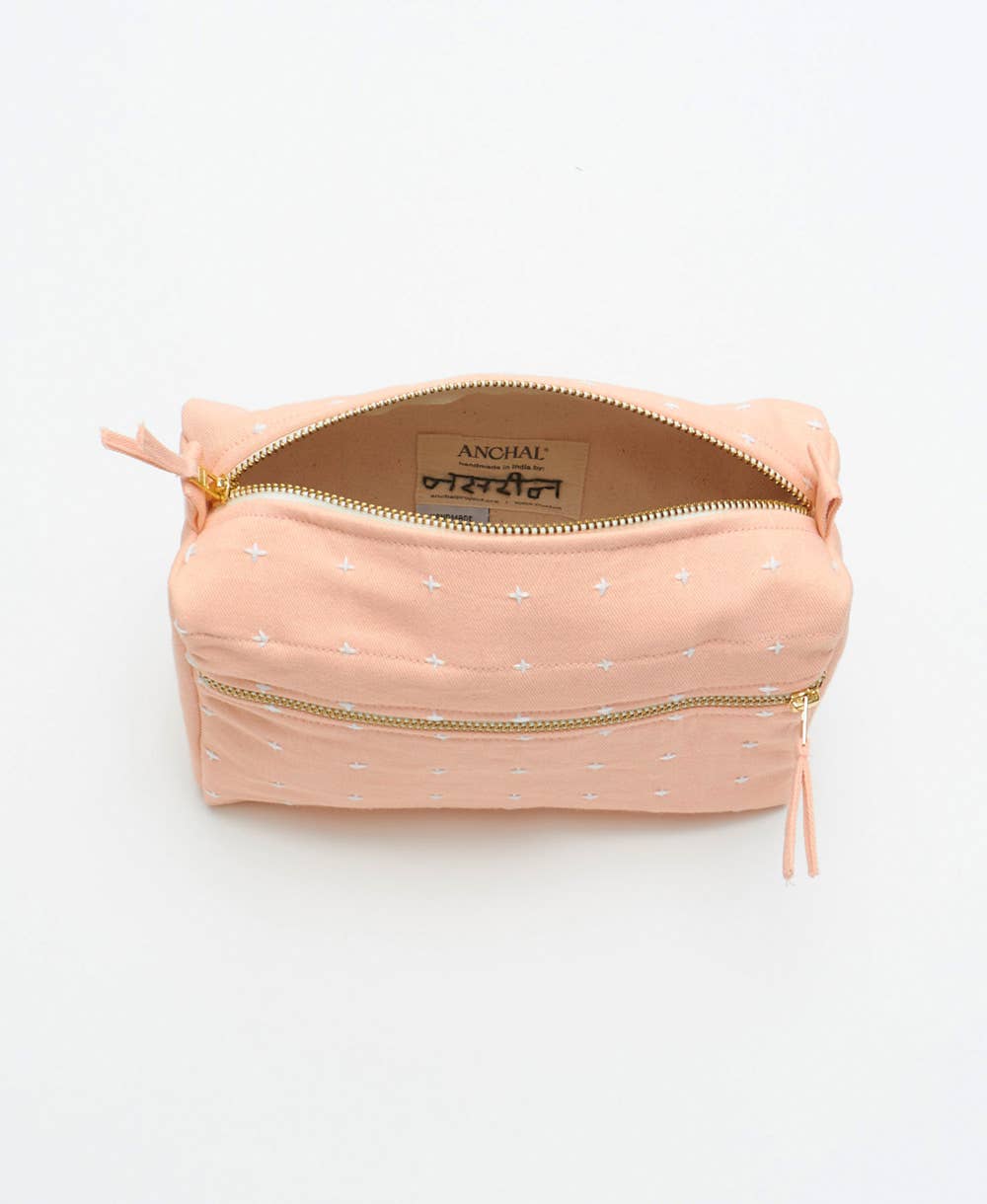 Anchal Cross-Stitch Toiletry Bag | Pink