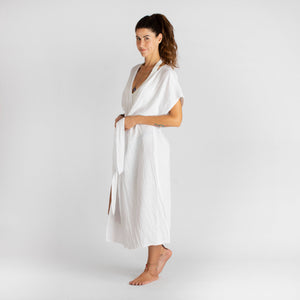 loom.ist Cotton Gauze Long Beach Cover Up | White