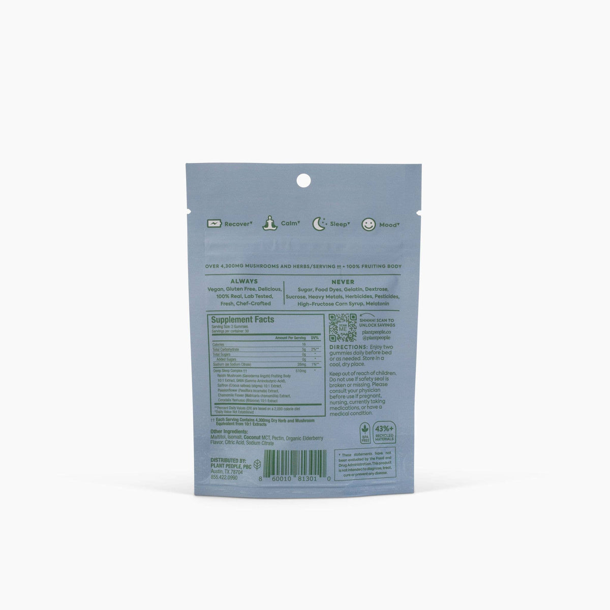 Plant People - Grab-n-Go Size: WonderSleep Mushroom Gummies