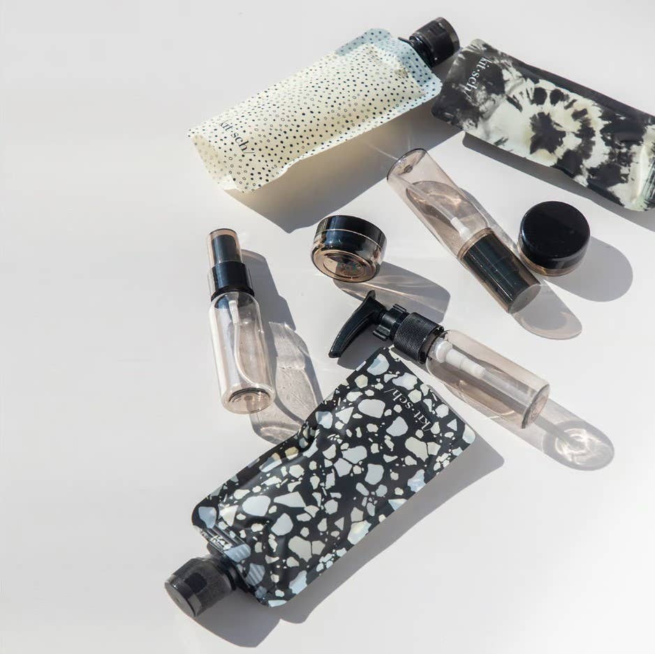 KITSCH Refillable Ultimate Travel 11pc Set | Black & Ivory