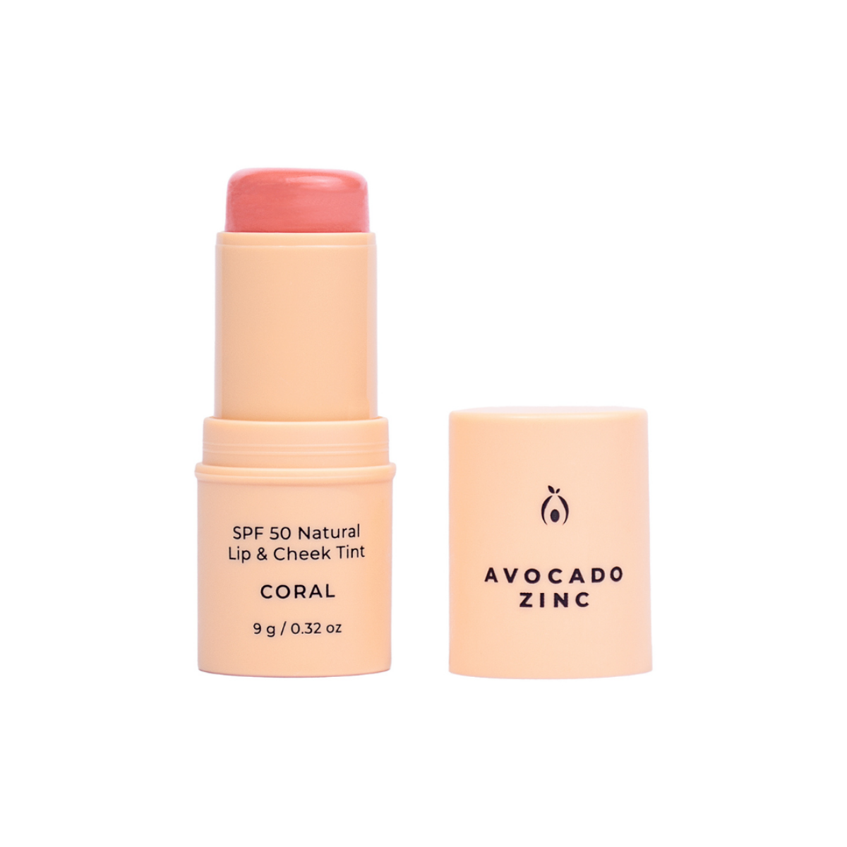 Avocado Zinc SPF 50 Natural Lip & Cheek Tint | Coral