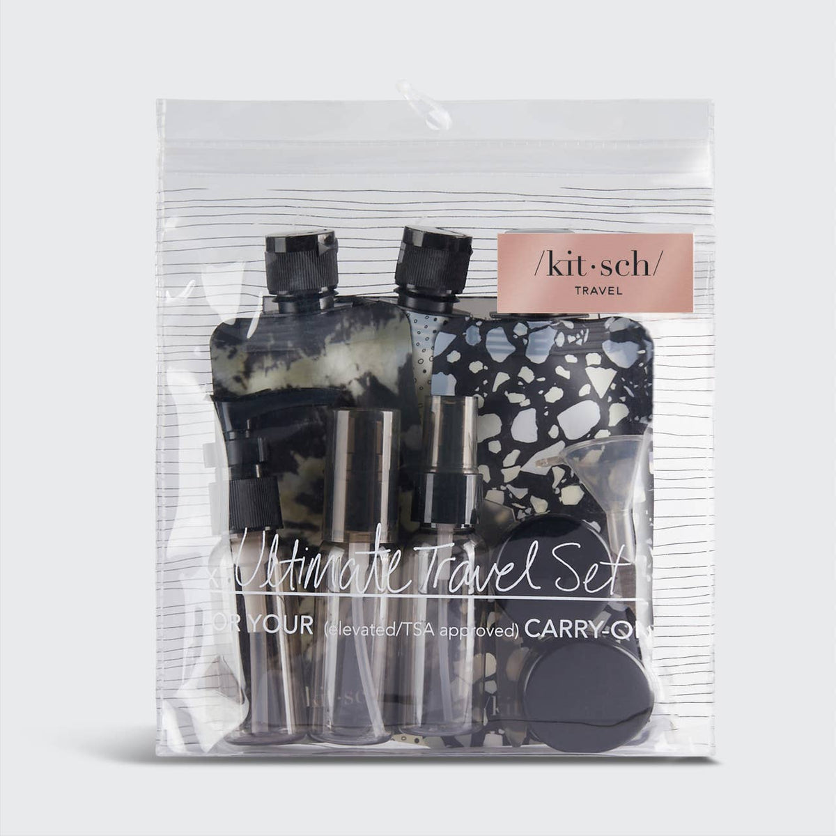 KITSCH Refillable Ultimate Travel 11pc Set | Black & Ivory