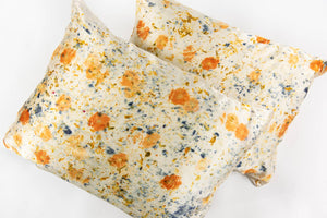 a_db botanical color Floral Botanically Dyed Silk Pillowcase: Cream/Yellow