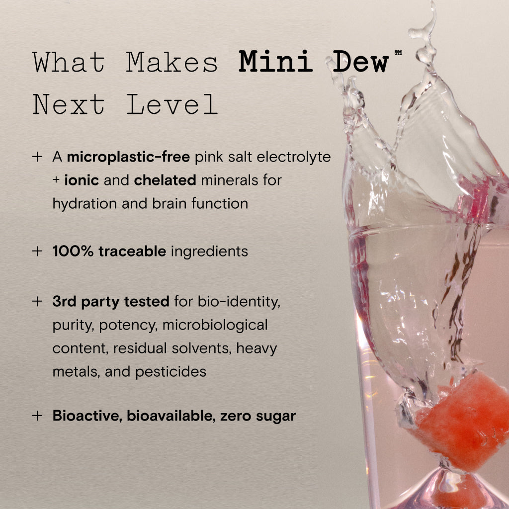 Moon Juice Mini Dew | Watermelon Electrolytes + Minerals | Hydration, Brain & Mineralization | Box of 18 Sticks