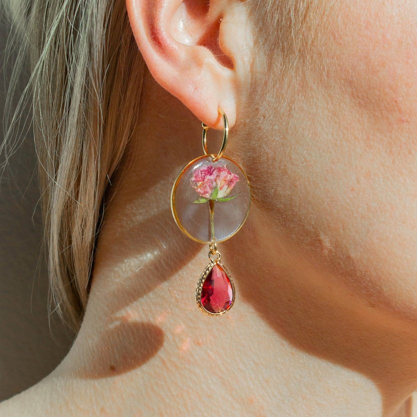 Blossom and Love | Pink Rose Suncatchers Earrings
