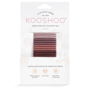 Kooshoo Plastic-free Round Hair Ties ~ Mini 12 Pack - Earth Tinted