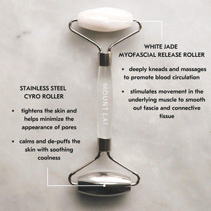 MOUNT LAI The Vitality Qi White Jade & Stainless Steel Dual Action Facial Roller