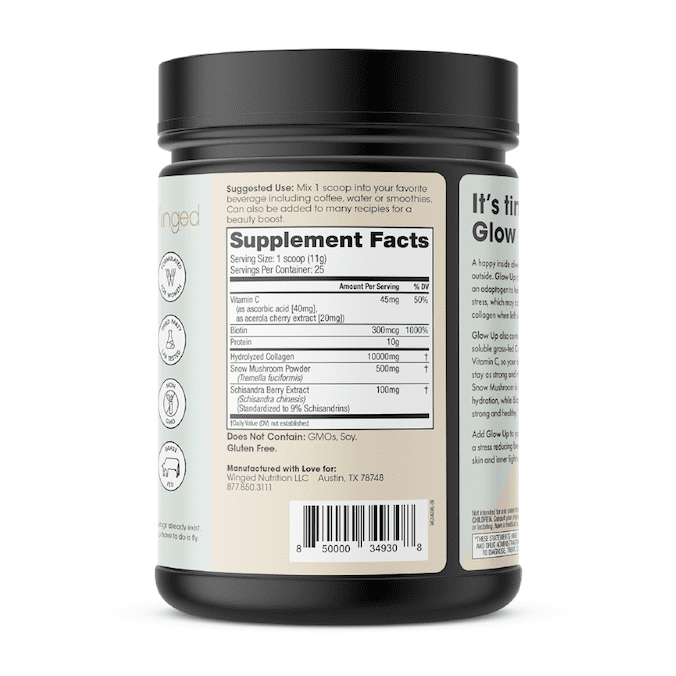 Winged Wellness Glow Up Collagen | Skin + Stress Drink Mix