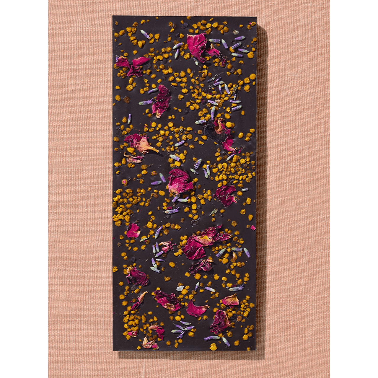 Spring & Mulberry Date Sweetened Chocolate Bar ~ Lavender, Bee Pollen, Rose Petal