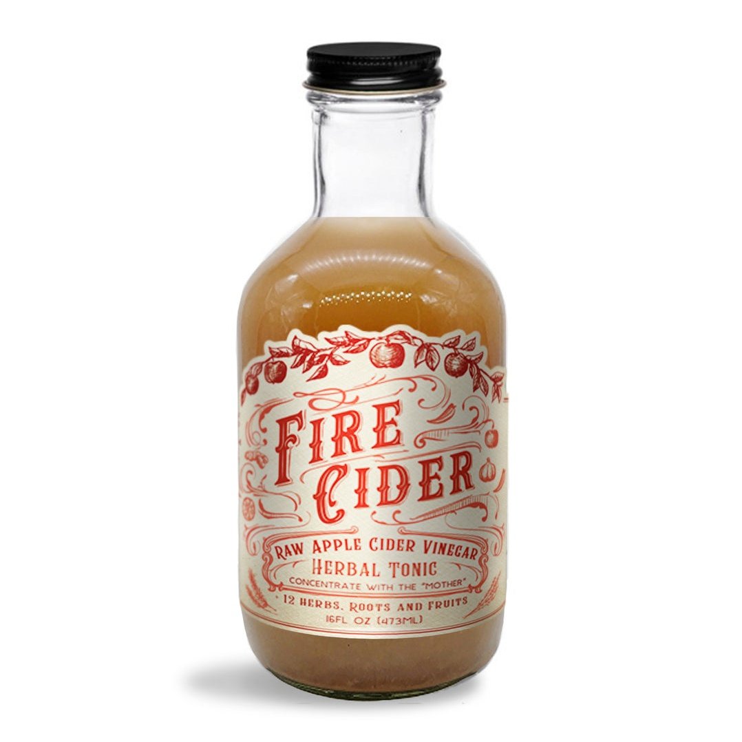 Roots & Leaves Fire Cider | Raw Apple Cider Vinegar Herbal Tonic + 12 Herbs, Roots And Fruits | 16oz
